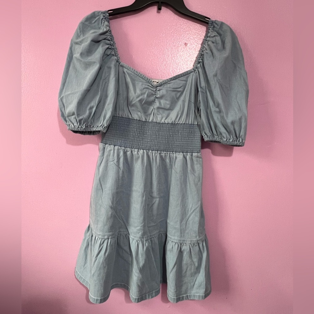 Bar III Light Blue Gathered Dress